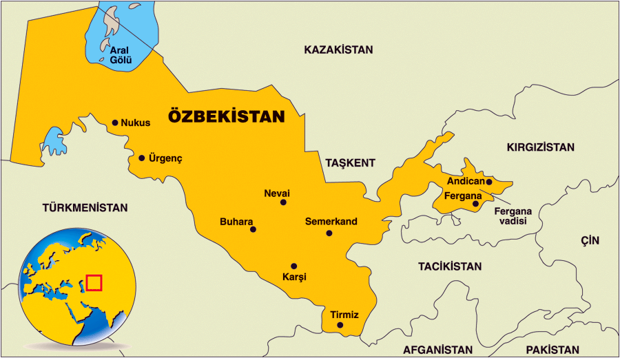 Özbekistan ve komşuları haritası ile ilgili görsel sonucu