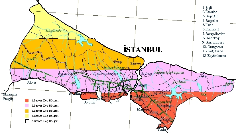 istanbul fiziki haritası