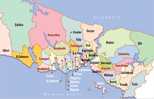 istanbul fiziki haritası