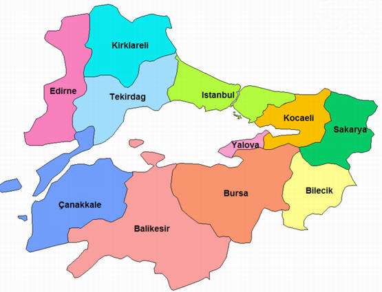 marmara bölge haritası